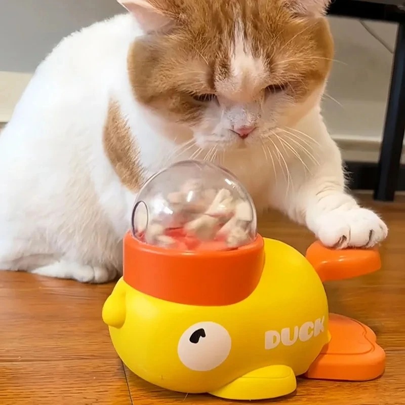 Dog Puzzle Feeder Toy - Yellow Duck-Shaped Interactive Cat Treat Dispenser